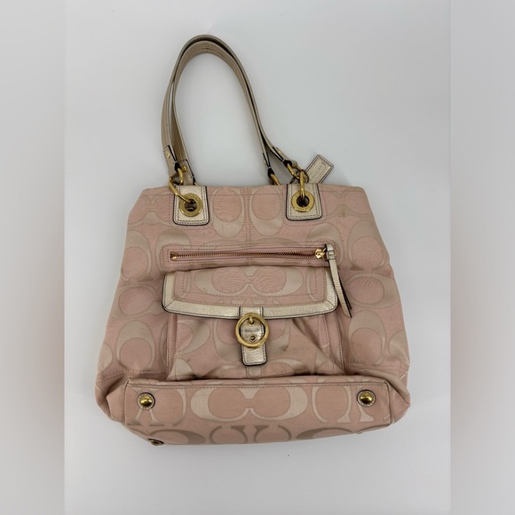 VINTAGE Y2K Baby Pink Monogram Coach Pink Signature Tote Bag - Picture 1 of 9